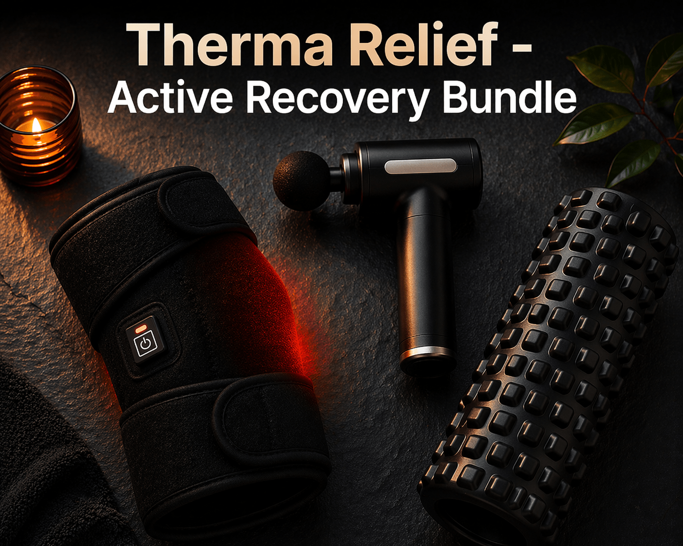 ThermaRelief™ Active Recovery Bundle — Knee Wrap + Massage Gun + Foam Roller - Heat Therapy & Pain Relief | Therma Relief