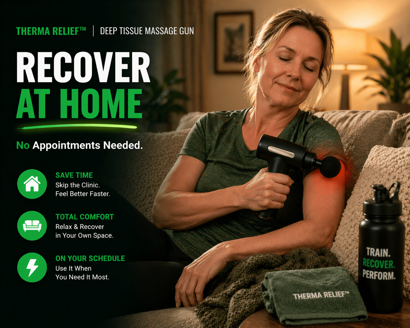 ThermaRelief™ Deep Tissue Massage Gun — Fast Muscle Recovery - Heat Therapy & Pain Relief | Therma Relief