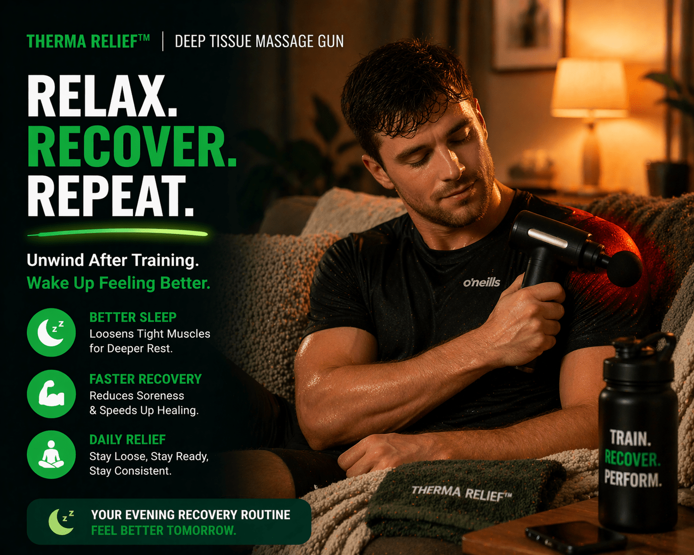 ThermaRelief™ Deep Tissue Massage Gun — Fast Muscle Recovery - Heat Therapy & Pain Relief | Therma Relief